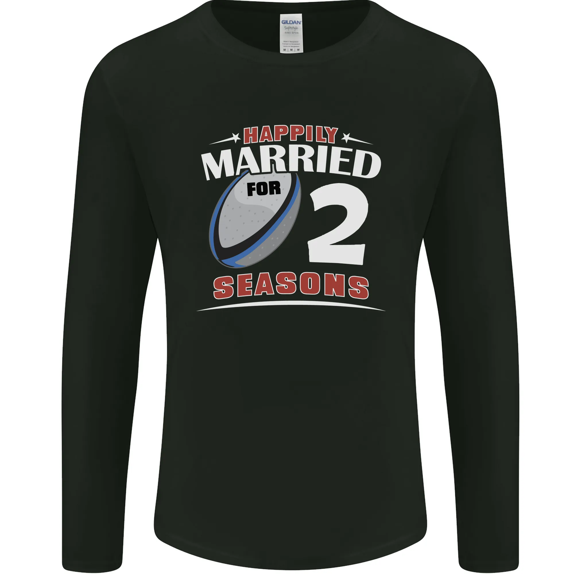 2 Year Wedding Anniversary 2nd Rugby Mens Long Sleeve T-Shirt