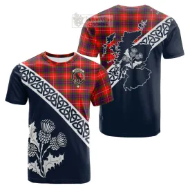 Abernethy Tartan Cotton T-shirt Featuring Thistle and Scotland Map