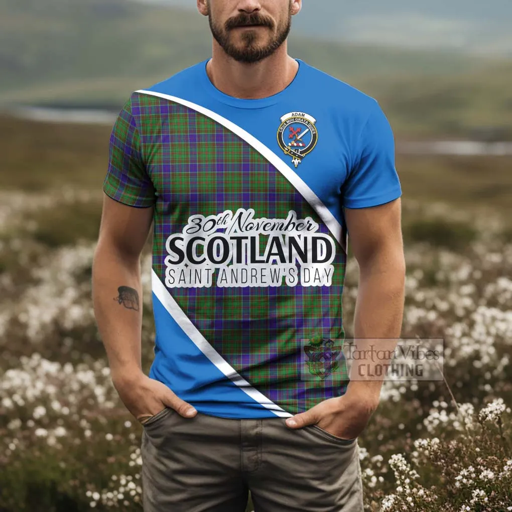 Adam Family Crest Tartan T-Shirt Celebrate Saint Andrew's Day in Style