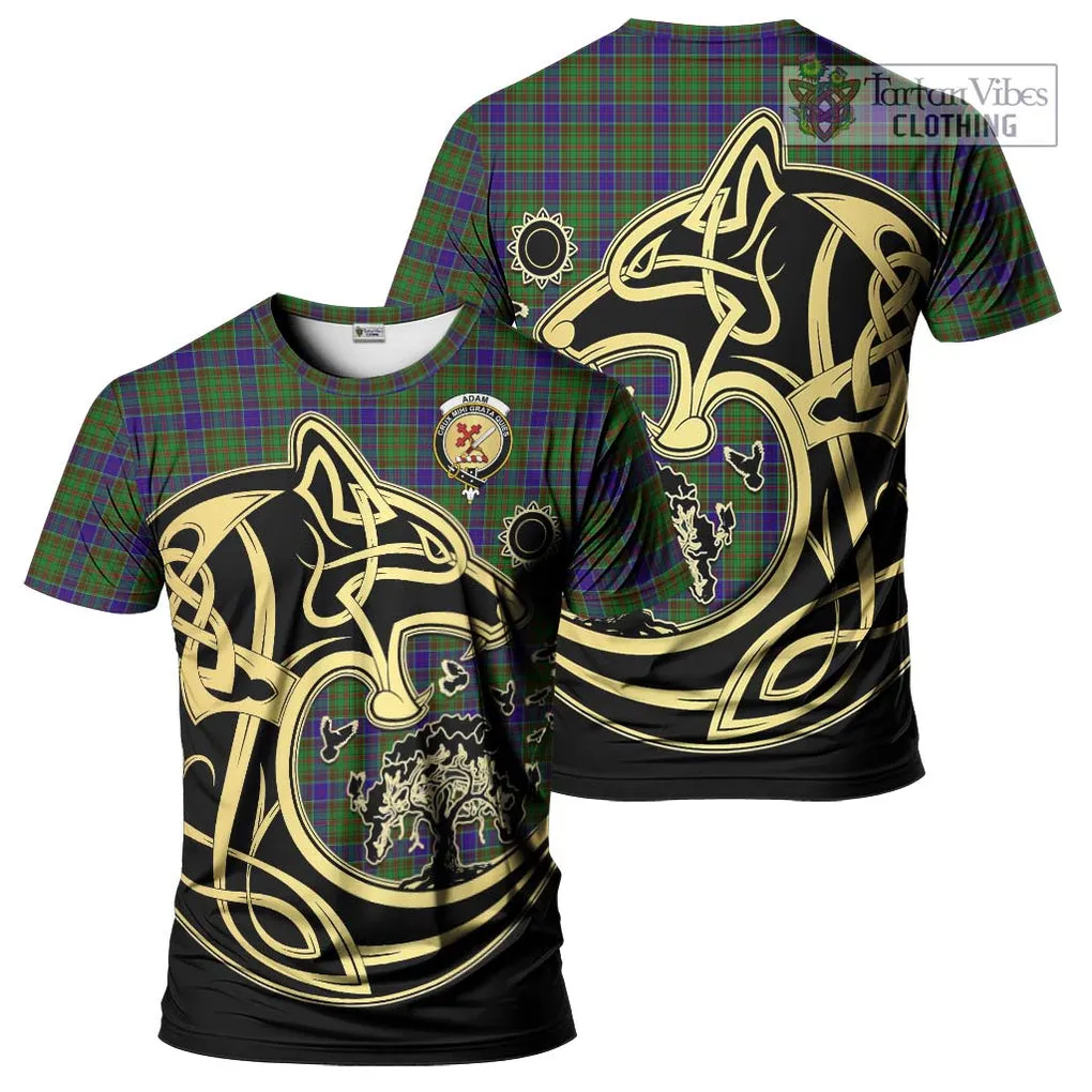 Adam Tartan T-Shirt with Family Crest Celtic Wolf Style