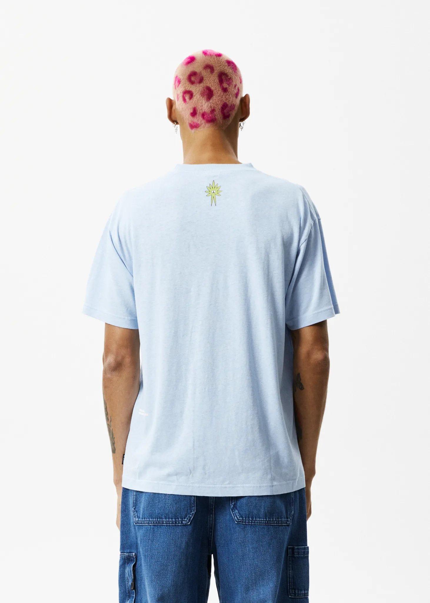 AFENDS Mens Programmed - Boxy Graphic Logo T-Shirt - Powder Blue