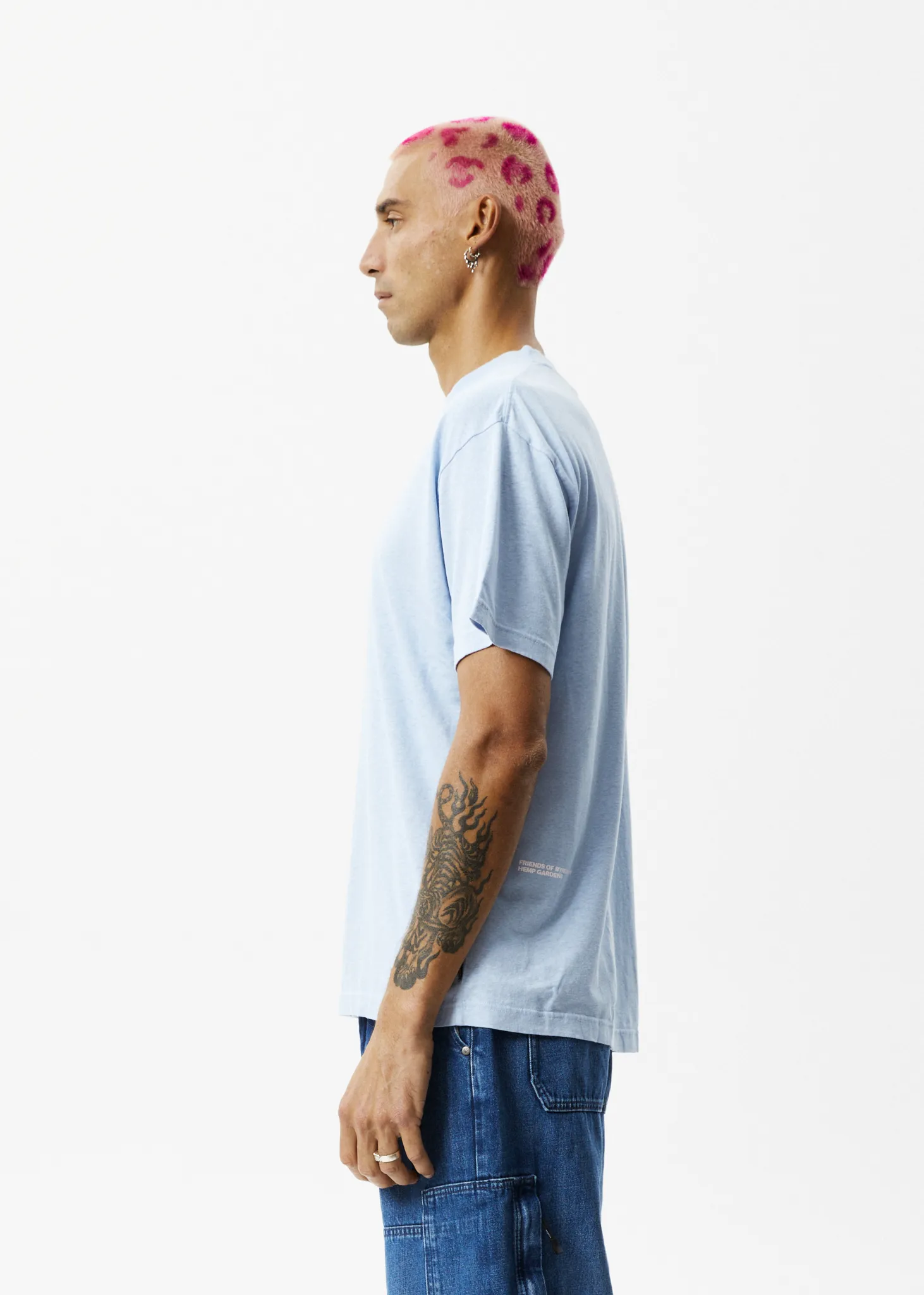 AFENDS Mens Programmed - Boxy Graphic Logo T-Shirt - Powder Blue