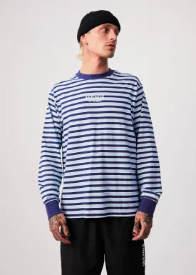 AFENDS Mens Views - Striped Long Sleeve T-Shirt - Seaport