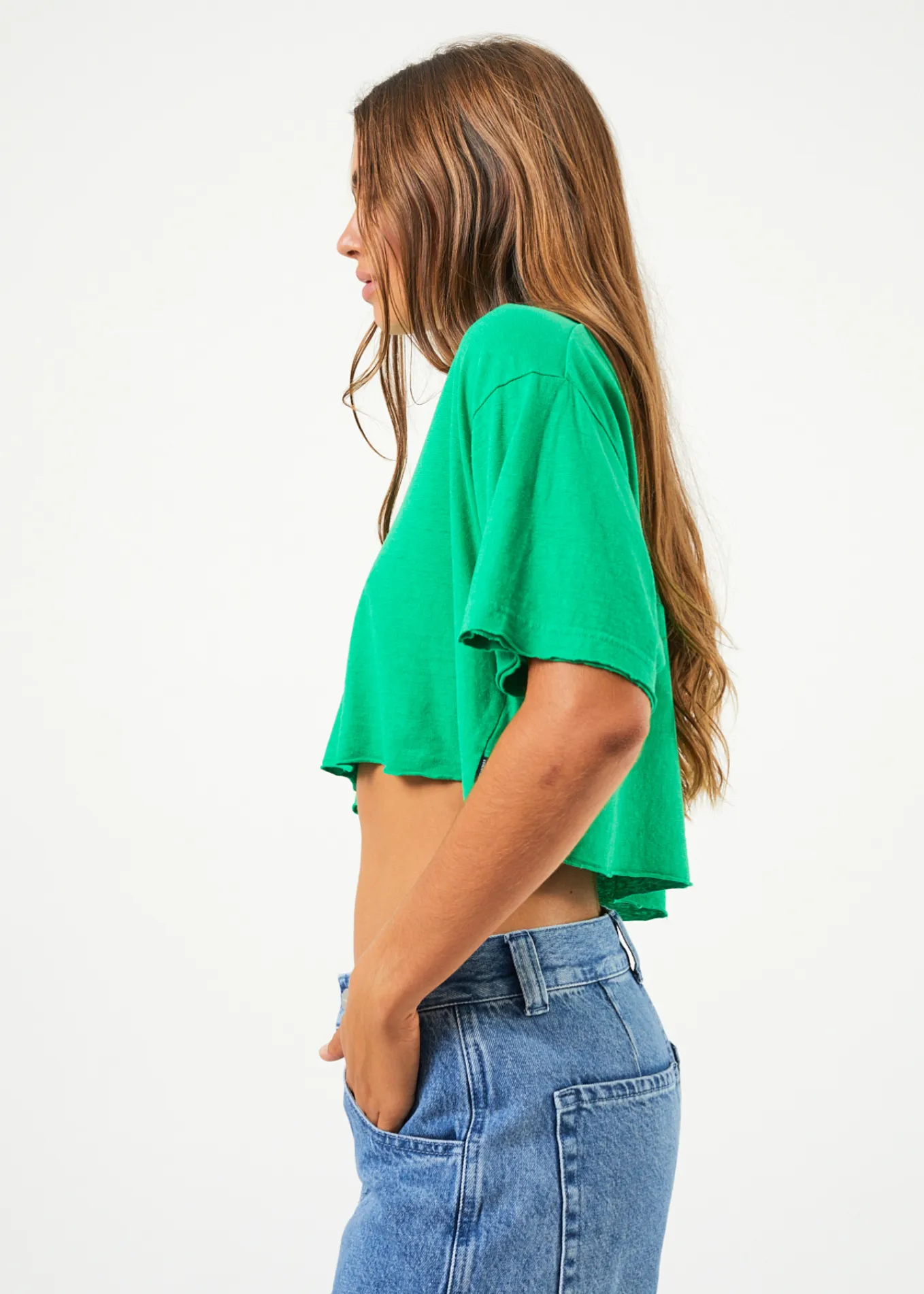 AFENDS Womens Slay Cropped - Oversized Tee - Forest