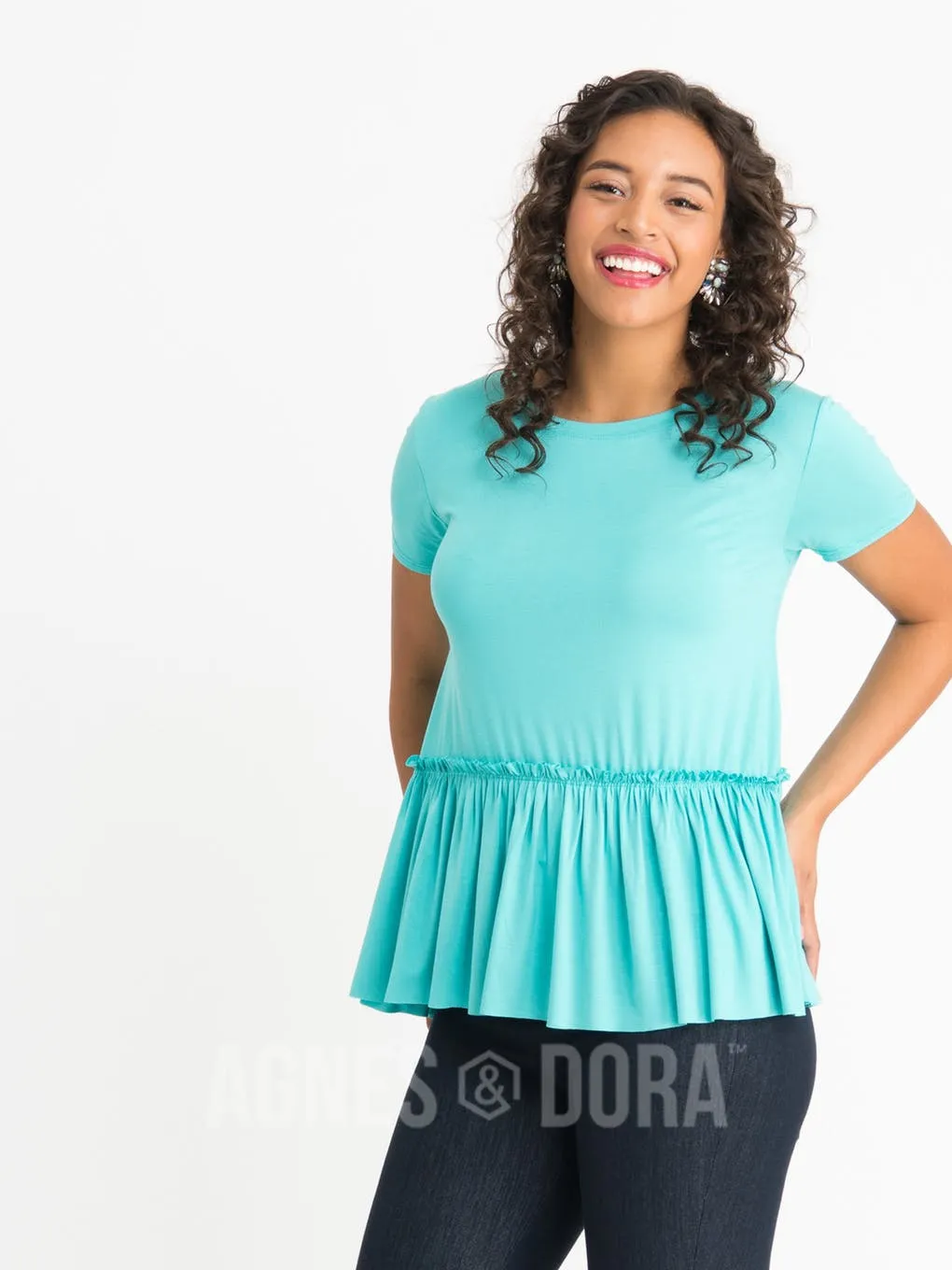 Agnes & Dora™ XL Relaxed Ruffle Tee in Seafoam