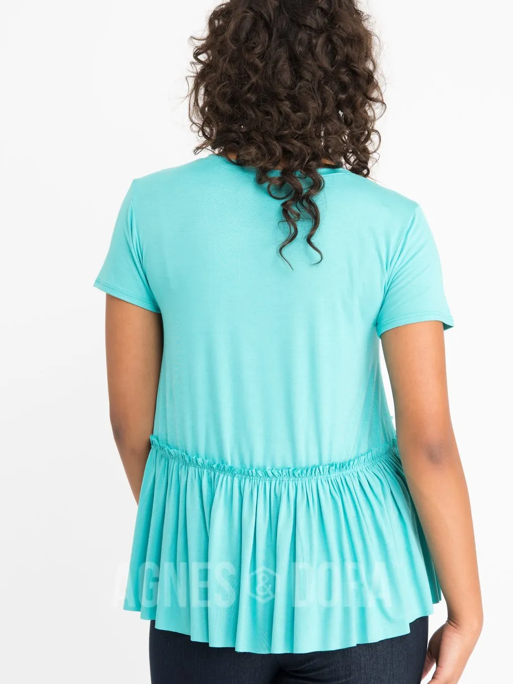 Agnes & Dora™ XL Relaxed Ruffle Tee in Seafoam