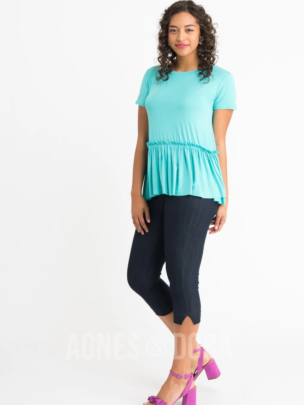 Agnes & Dora™ XL Relaxed Ruffle Tee in Seafoam