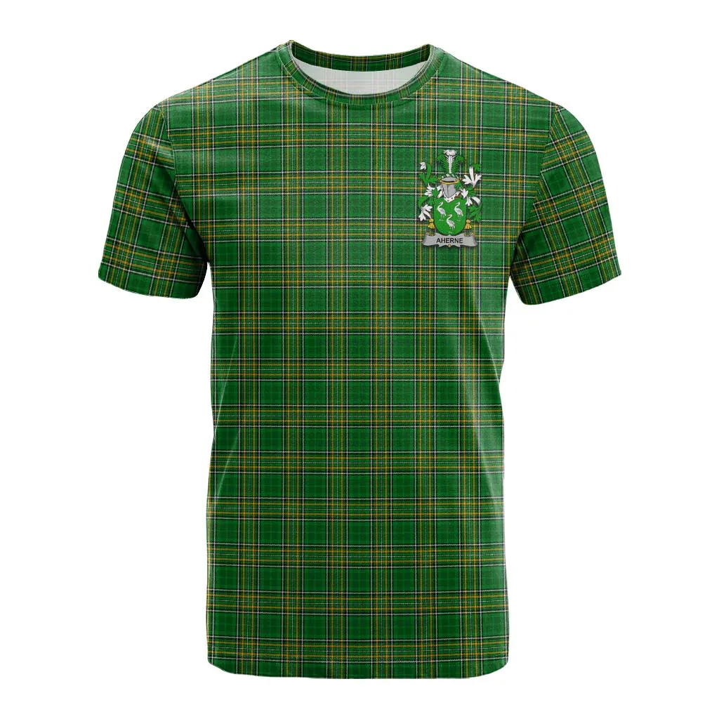 Aherne Irish Clan Tartan Cotton T-shirt with Coat of Arms