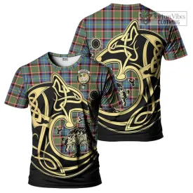 Aikenhead Tartan T-Shirt with Family Crest Celtic Wolf Style