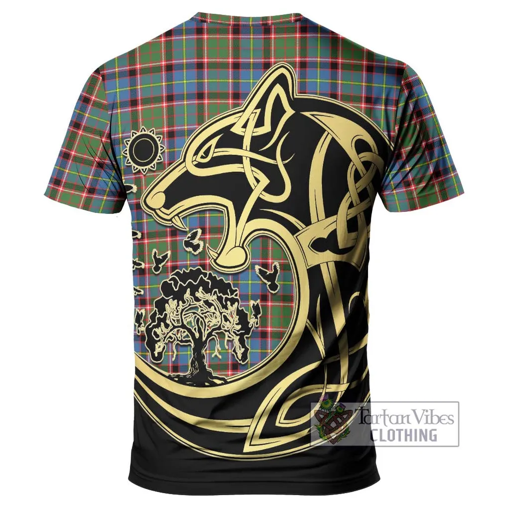 Aikenhead Tartan T-Shirt with Family Crest Celtic Wolf Style