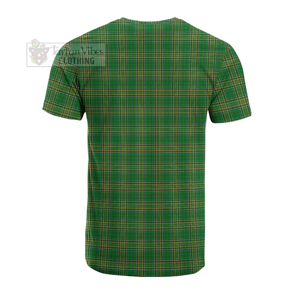 Alcock Irish Clan Tartan Cotton T-shirt with Coat of Arms