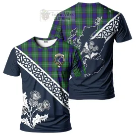 Alexander Tartan T-Shirt Featuring Thistle and Scotland Map