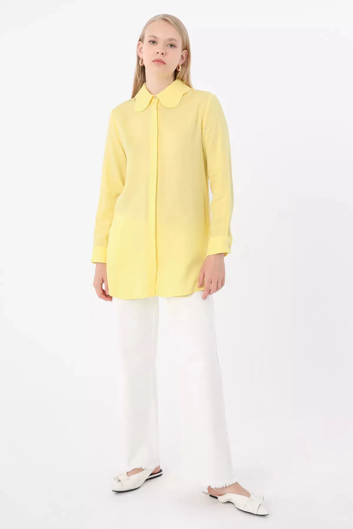 All Flower Collar Shirt Light Yellow