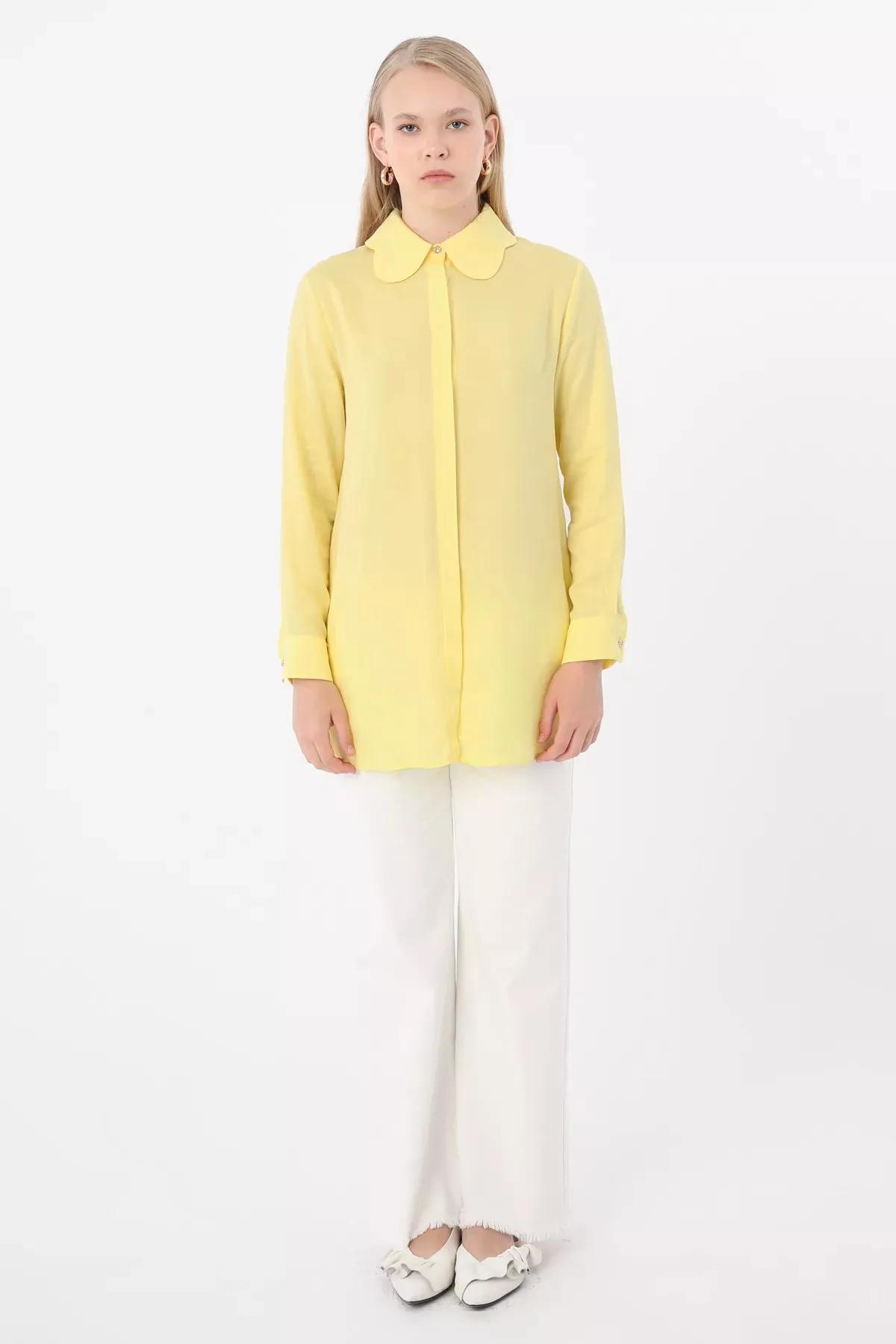 All Flower Collar Shirt Light Yellow