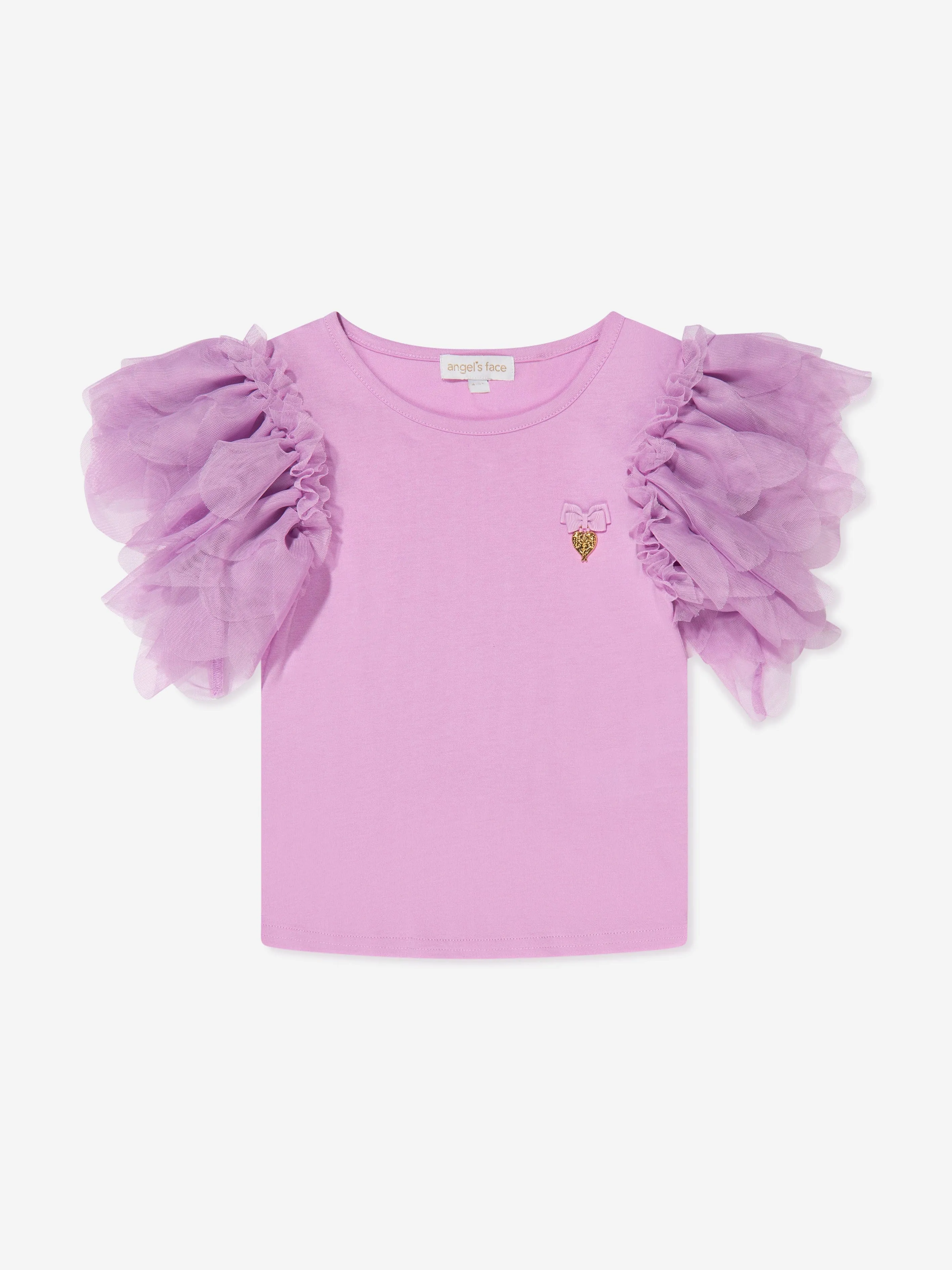 Angels Face Girls Loretta Tulle Sleeve Top in Lilac