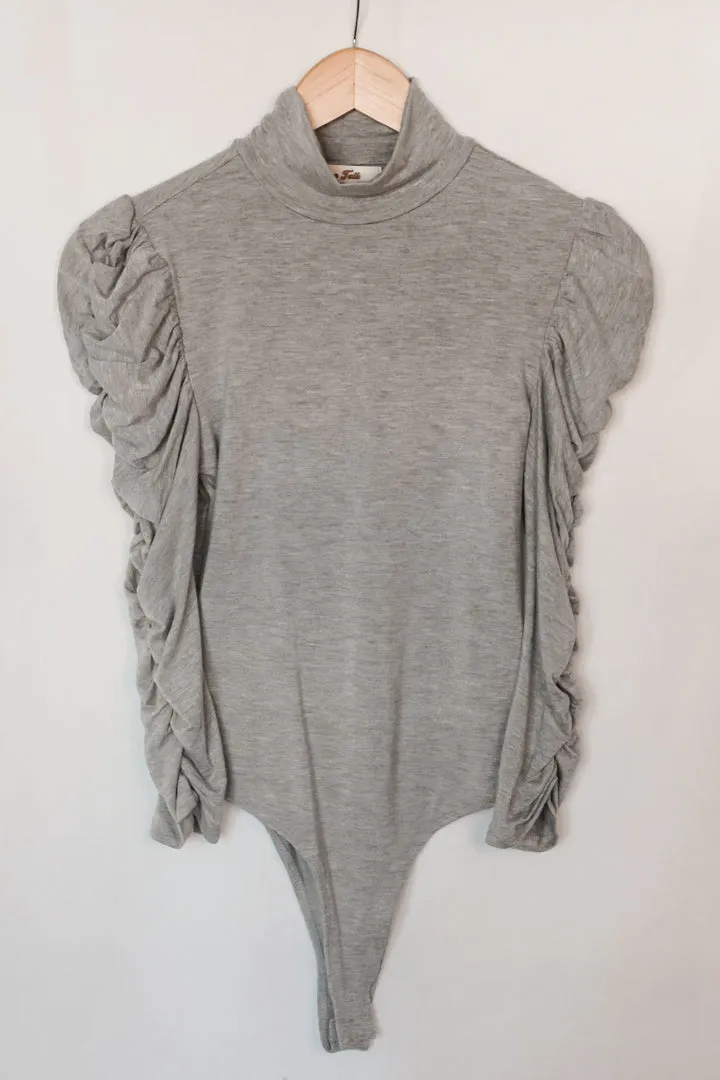 Arianna Ruched Bodysuit in Gray