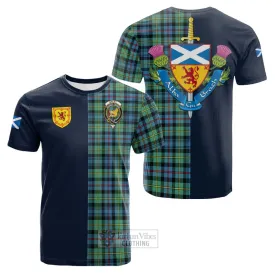 Bailey Ancient Tartan Cotton T-shirt Alba with Scottish Lion Royal Arm Half Style