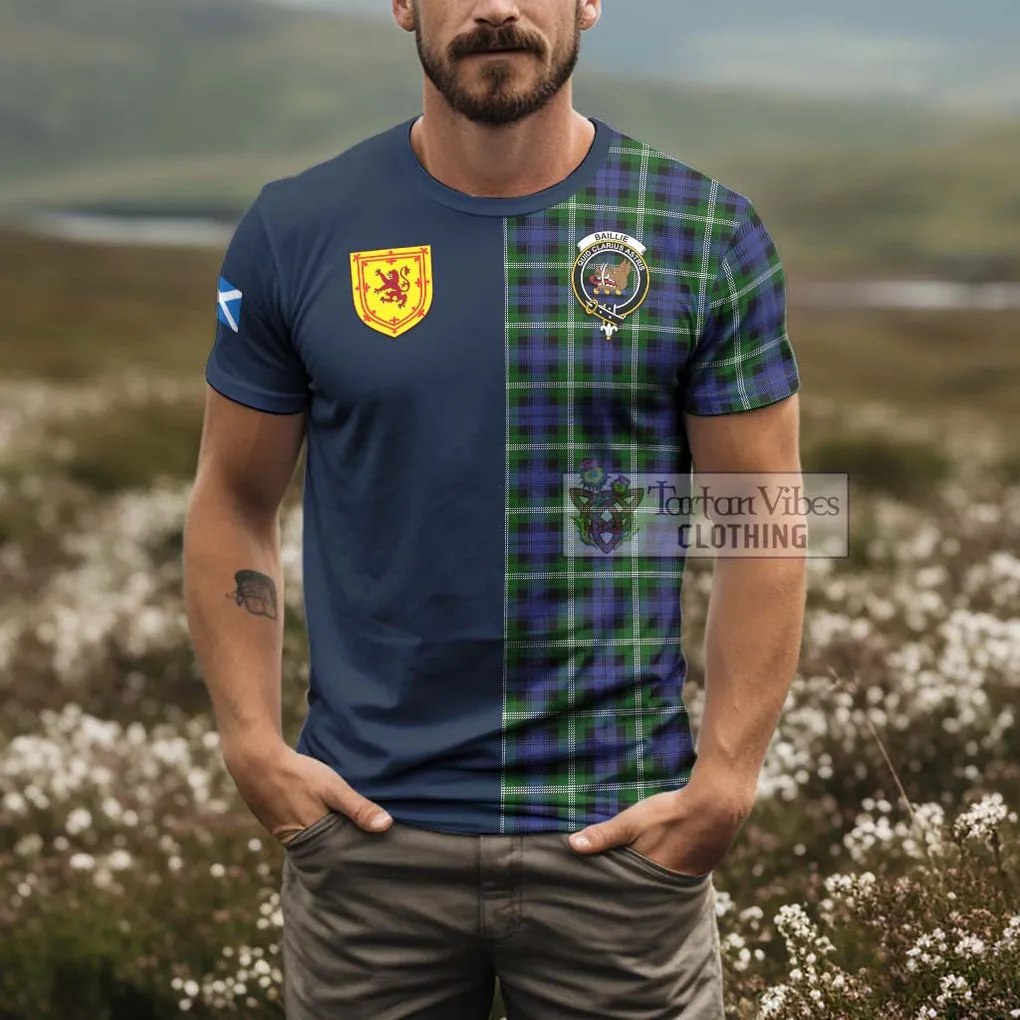 Baillie of Polkemmet Tartan T-Shirt Alba with Scottish Lion Royal Arm Half Style