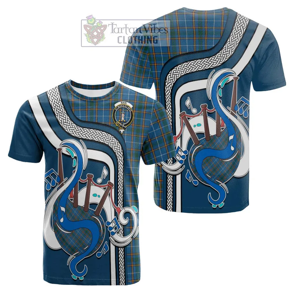 Bain Tartan Cotton T-shirt with Epic Bagpipe Style