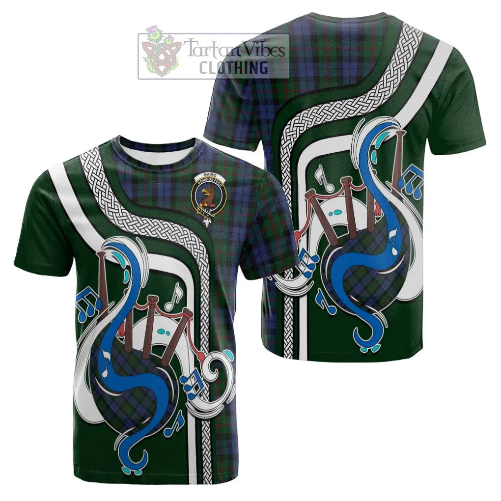 Baird Tartan Cotton T-shirt with Epic Bagpipe Style