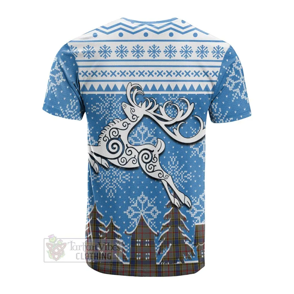 Balfour Clan Christmas Cotton T-shirt Celtic Reindeer Style