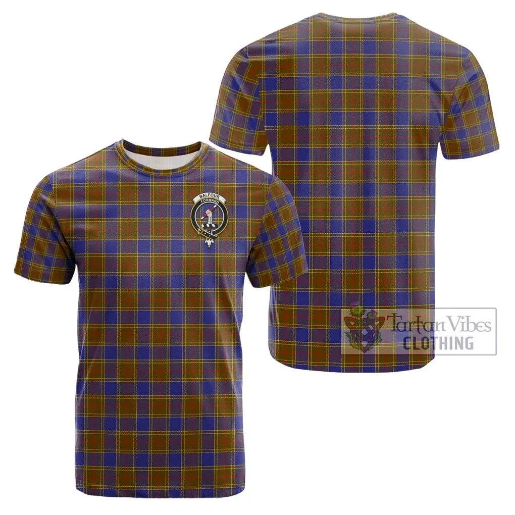 Balfour Tartan Cotton T-Shirt with Family Crest