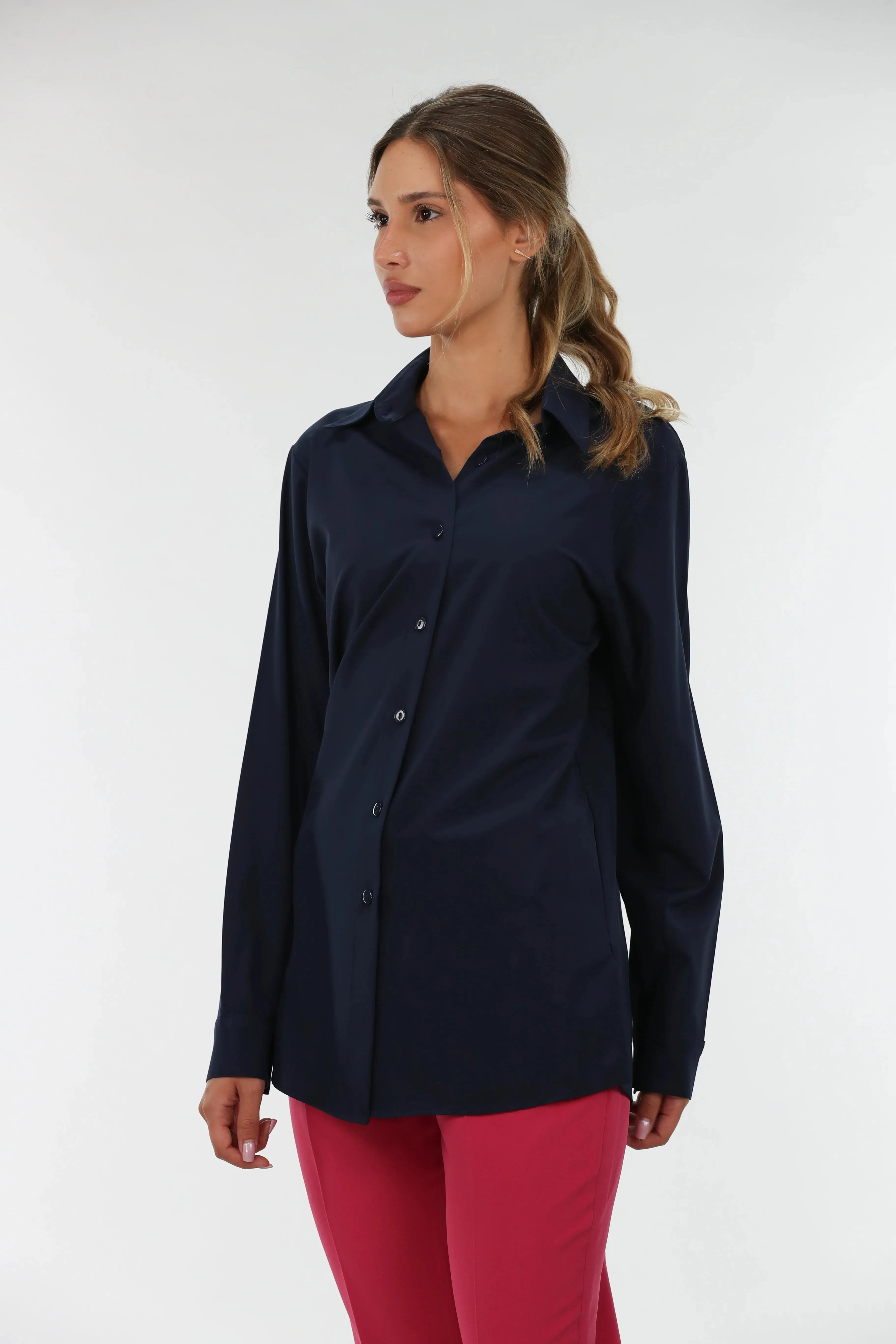 Basic Long Sleeves Navy Shirt