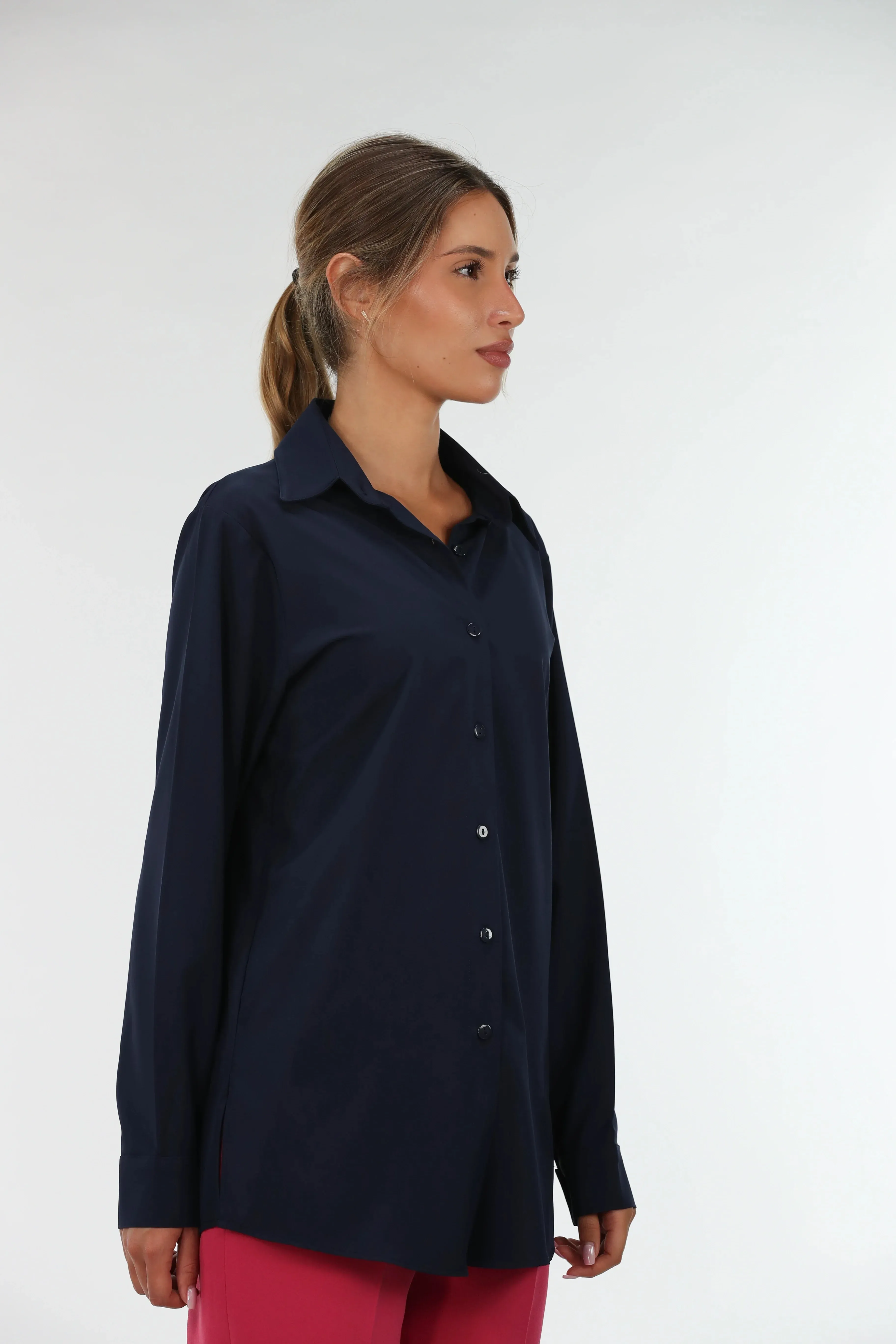 Basic Long Sleeves Navy Shirt