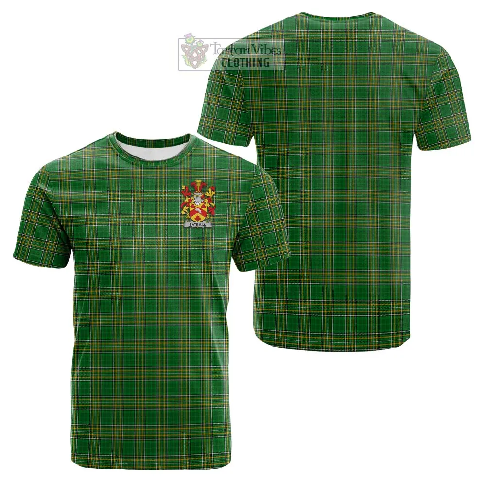 Bateman Irish Clan Tartan Cotton T-shirt with Coat of Arms