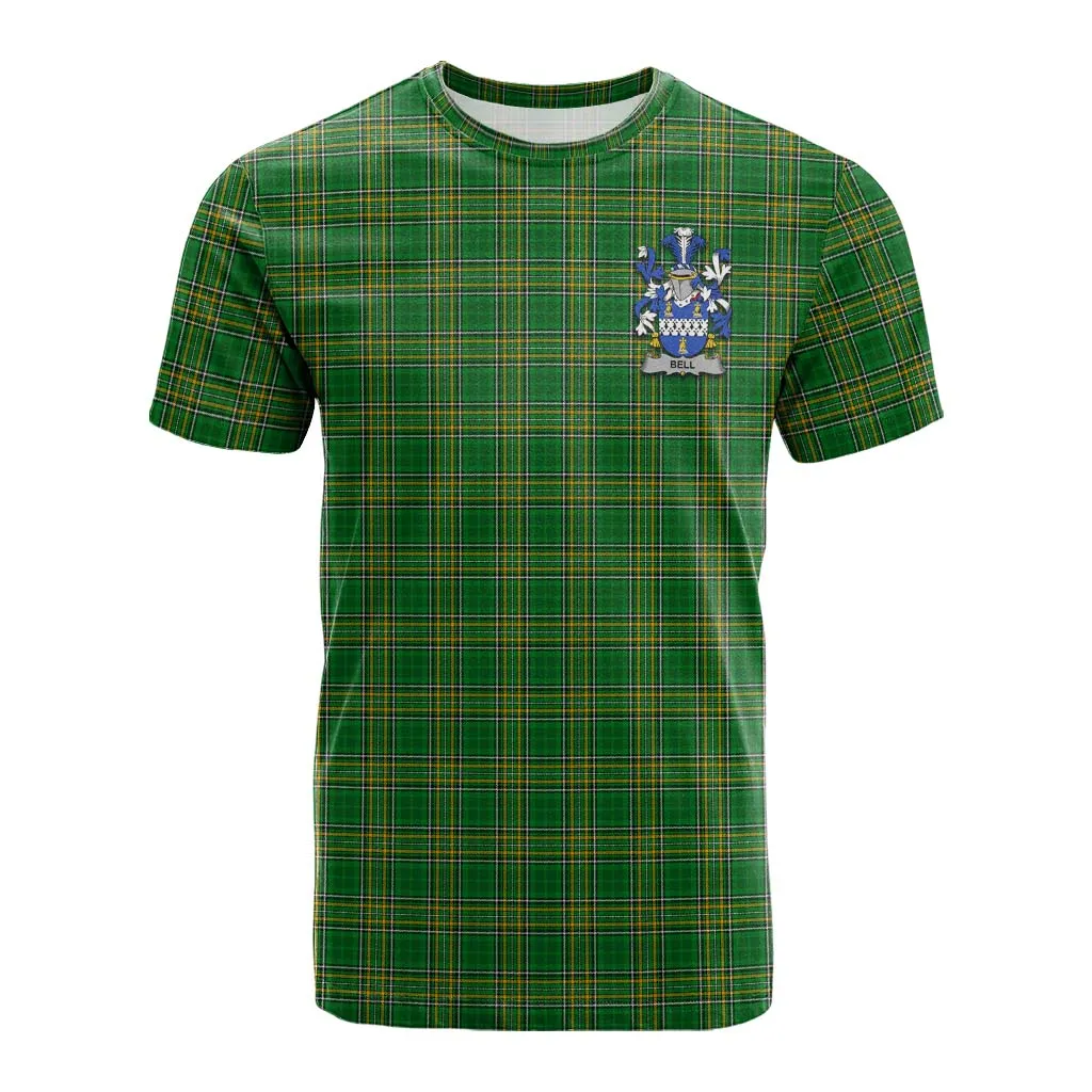 Bell Irish Clan Tartan Cotton T-shirt with Coat of Arms