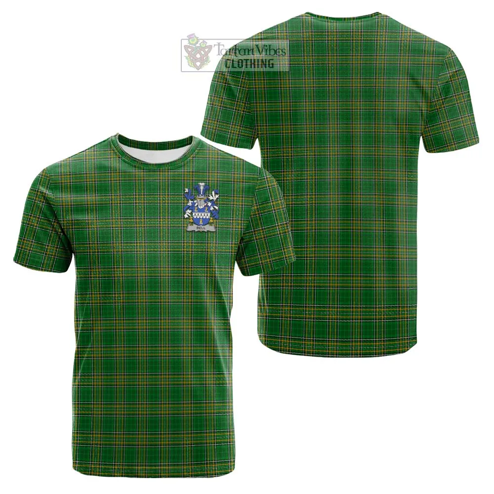 Bell Irish Clan Tartan Cotton T-shirt with Coat of Arms