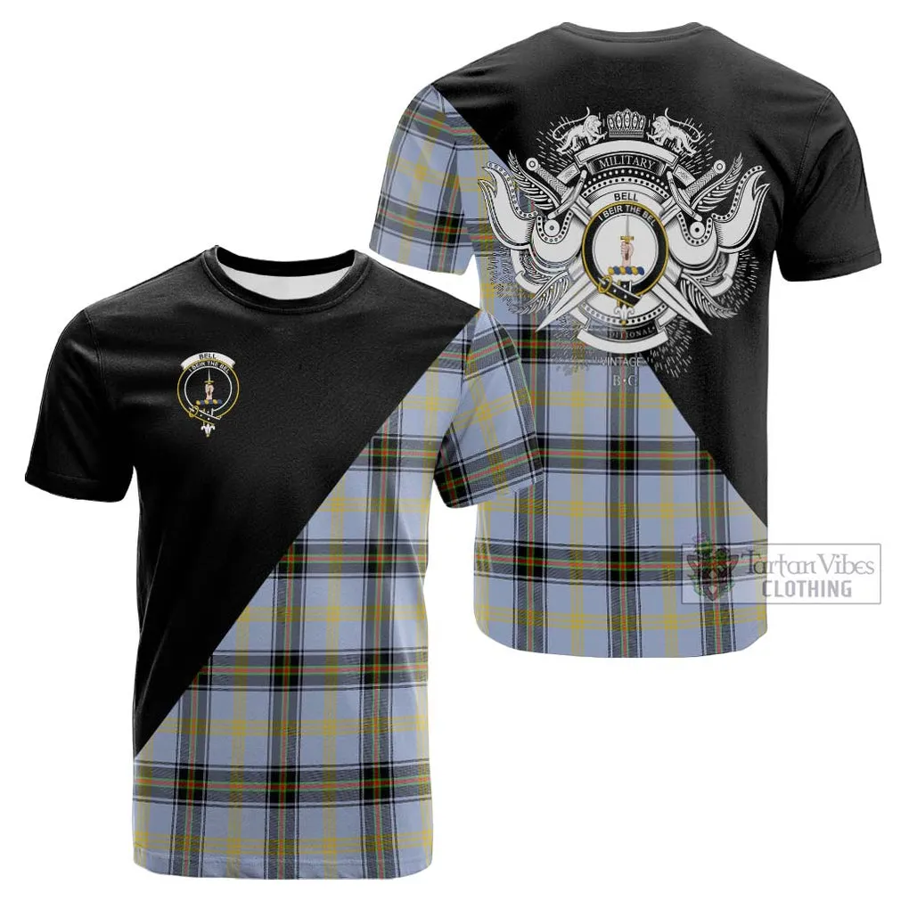 Bell of the Borders Tartan Cotton T-shirt with Family Crest and Military Logo Style