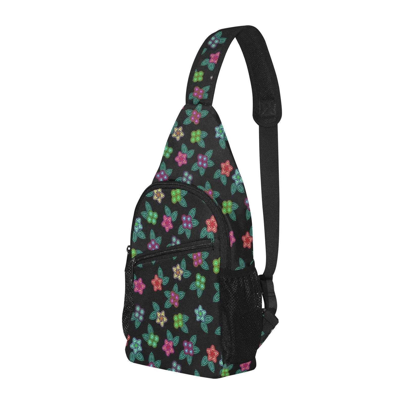 Berry Flowers Black Chest Bag