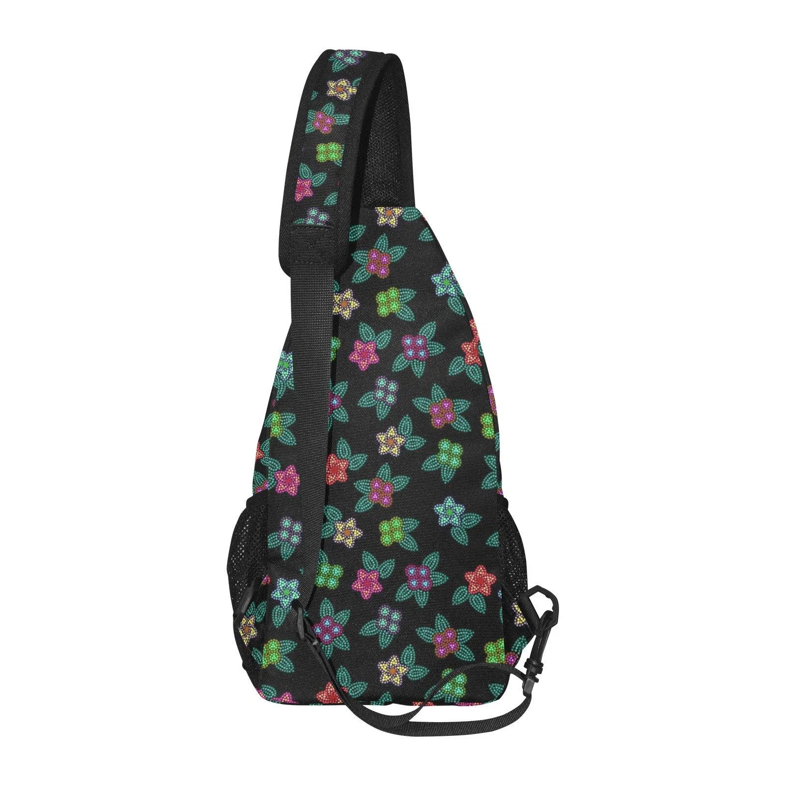 Berry Flowers Black Chest Bag