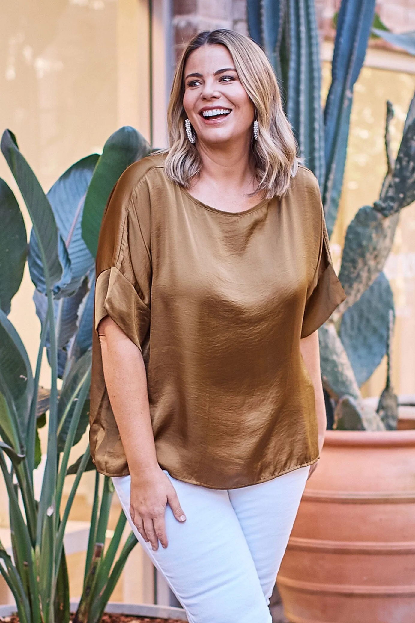 Bianca Short Sleeve Top Khaki