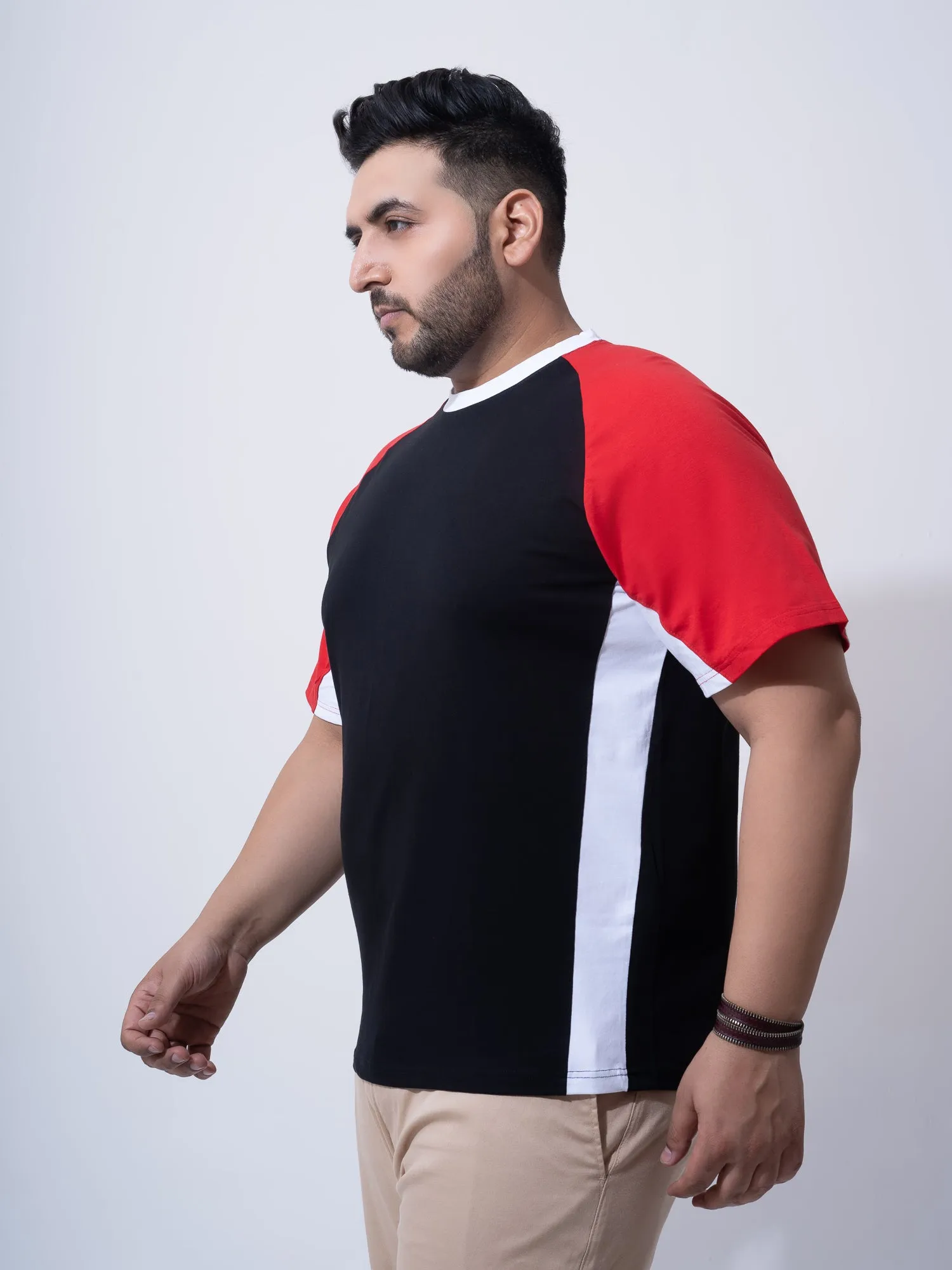 Black Red White Raglan Plus Size T-shirt