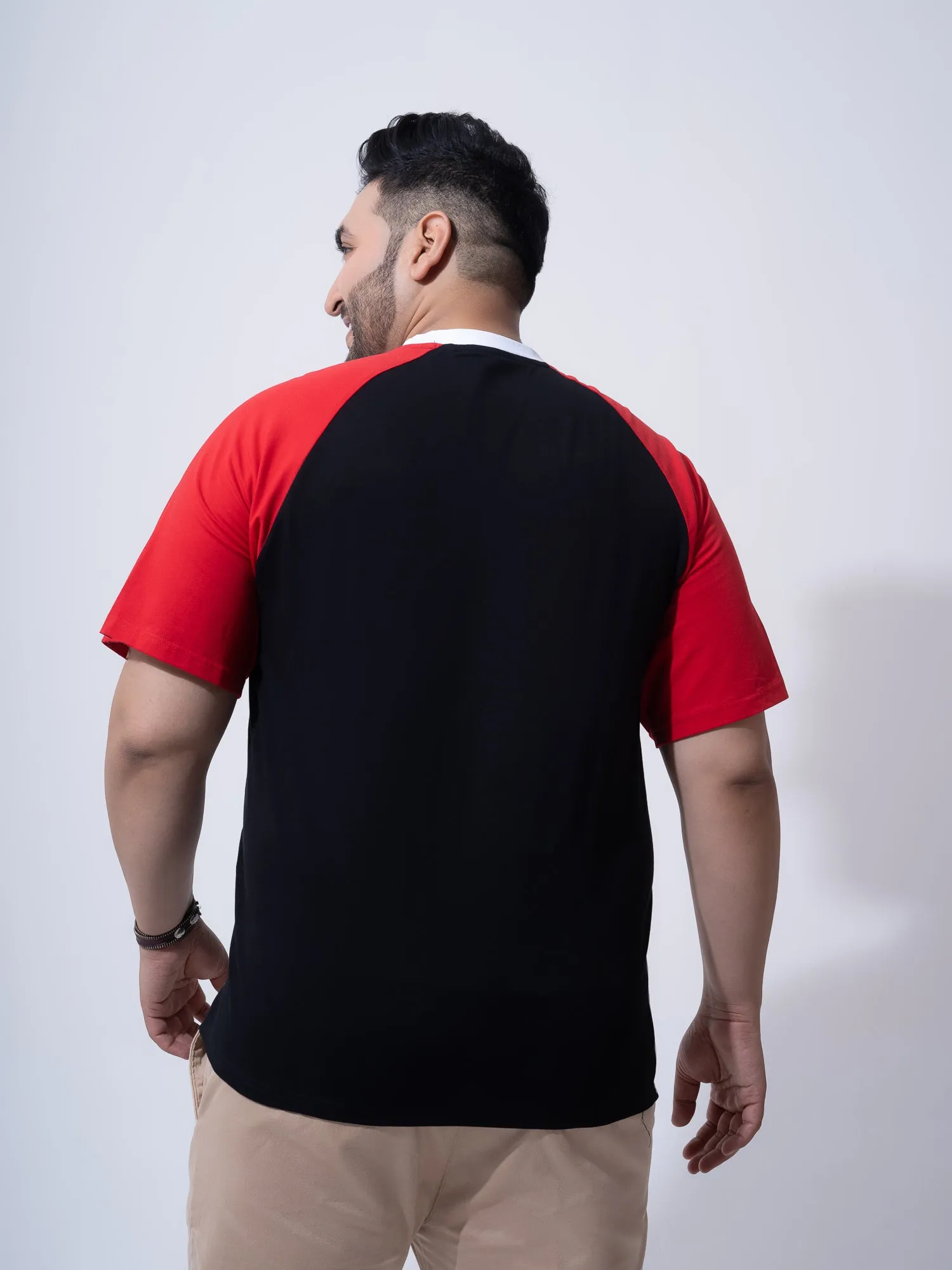 Black Red White Raglan Plus Size T-shirt