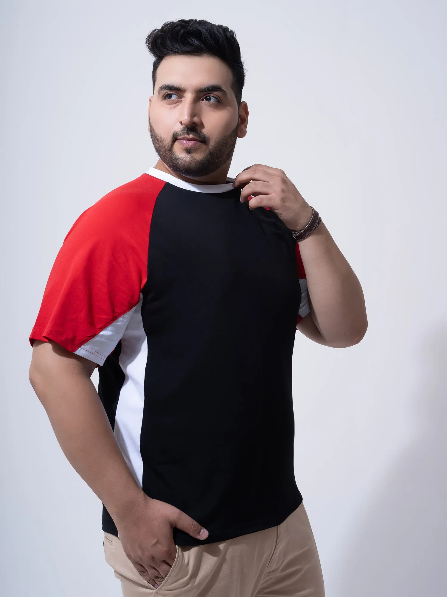 Black Red White Raglan Plus Size T-shirt