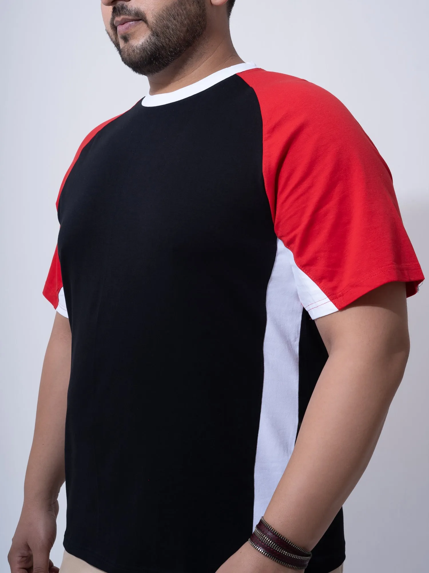 Black Red White Raglan Plus Size T-shirt