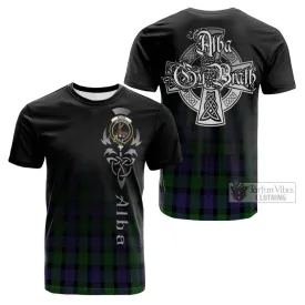 Blair Tartan Cotton T-shirt Featuring Alba Gu Brath Family Crest Celtic Inspired