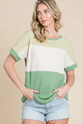 BOMBOM Color Block Short Sleeve T-Shirt