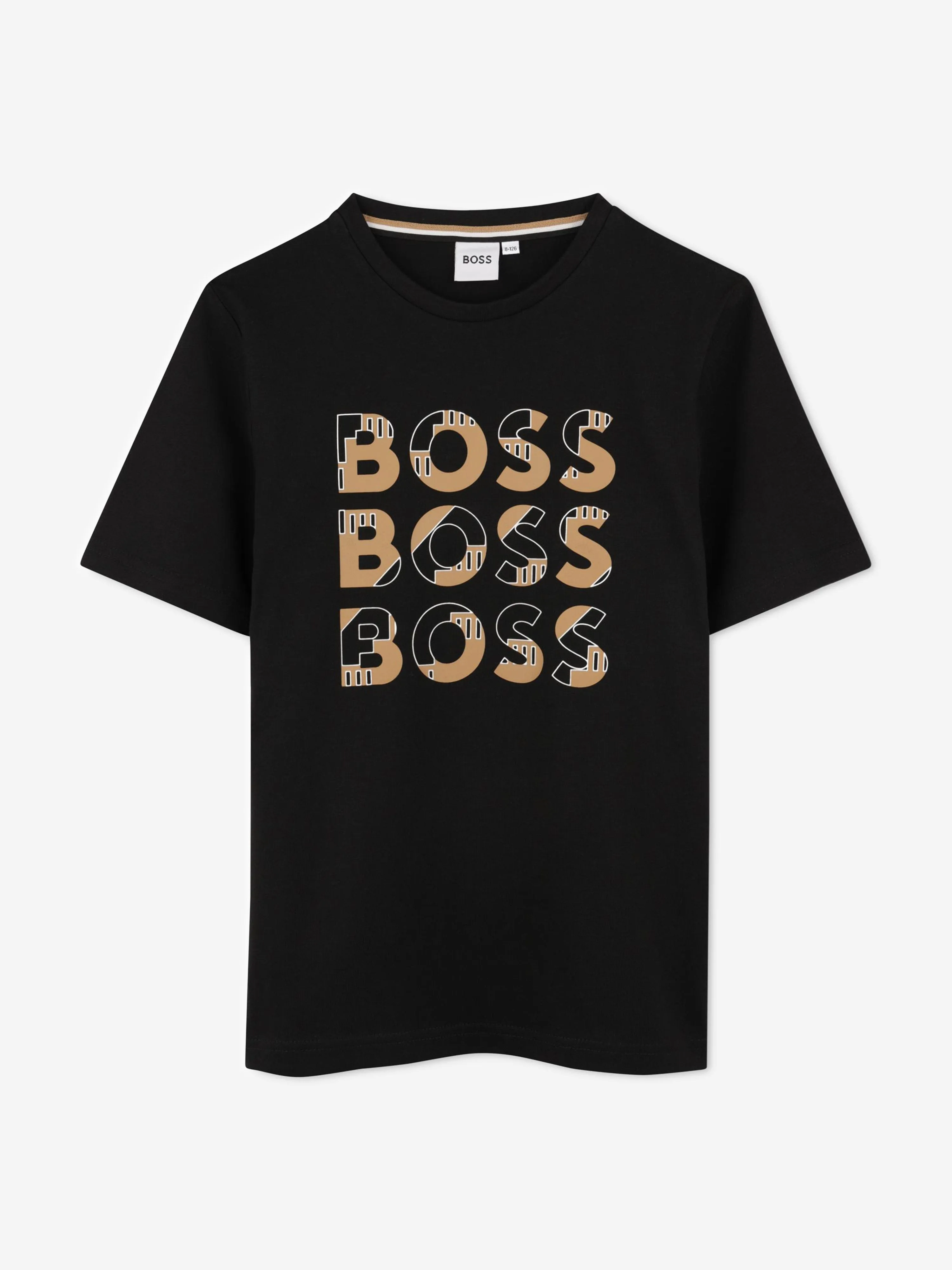 BOSS Boys Multi Logo T-Shirt in Black