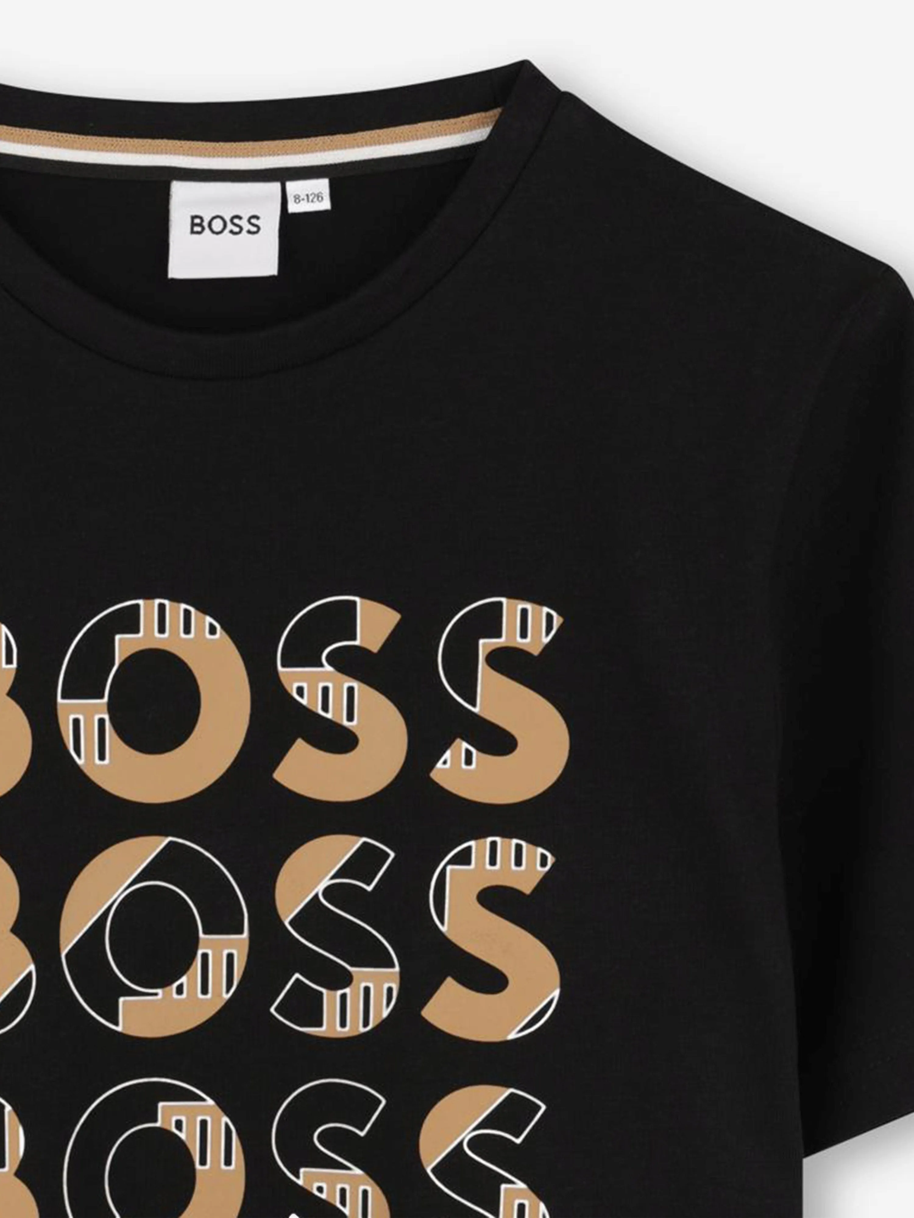 BOSS Boys Multi Logo T-Shirt in Black