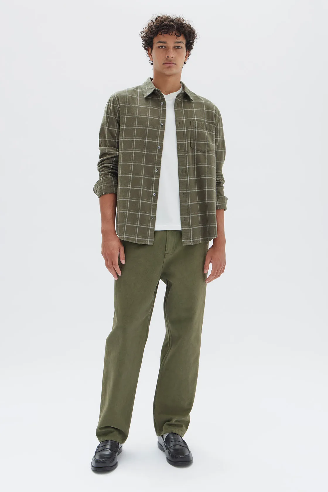 Brady Check Long Sleeve Shirt - Spruce / Cream Check