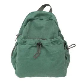 Canvas Backpacks Medium Zipper Drawstring Outer Pocket Casual Shoulder Bags