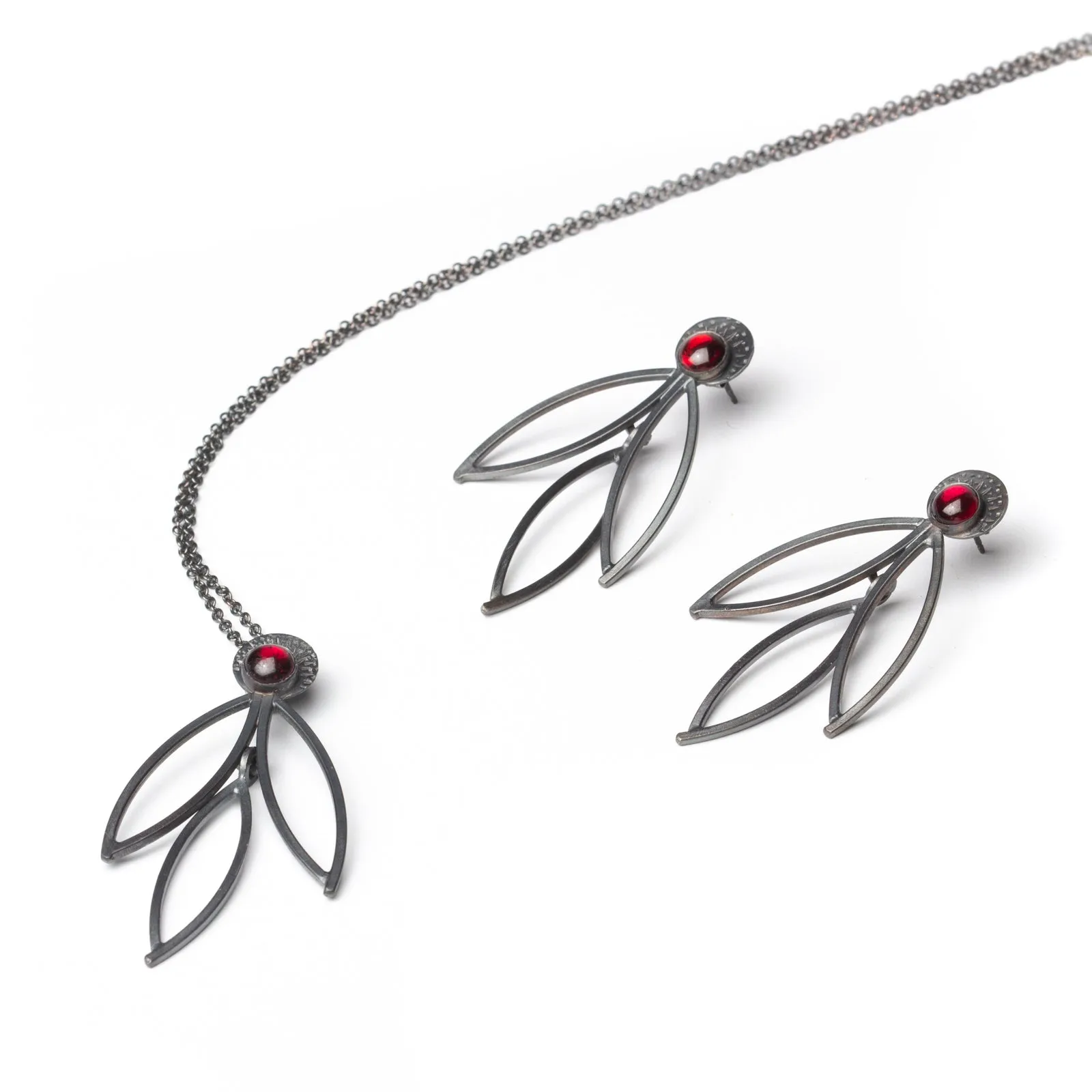 Cascading Leaf Necklace with Garnet