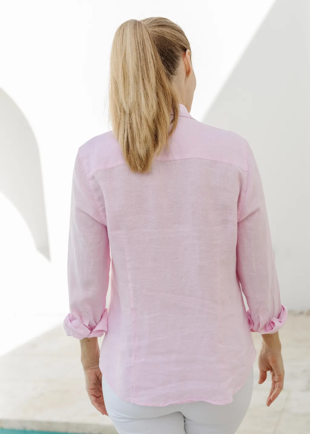 Casual Linen Shirt Rose Petal