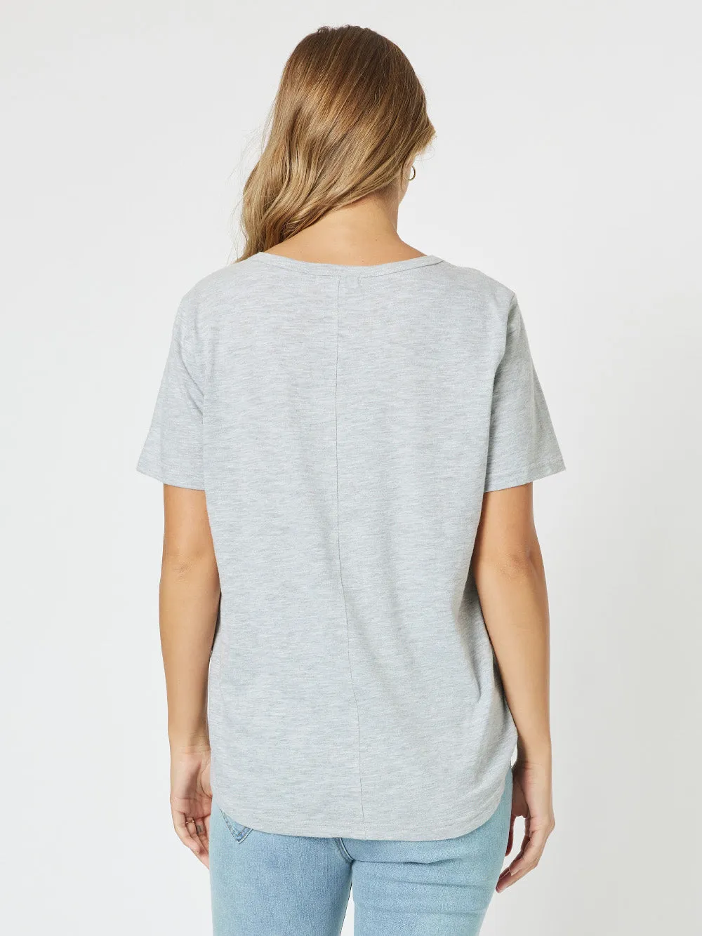 C'est La Vie Cotton T-shirt - Grey Marle