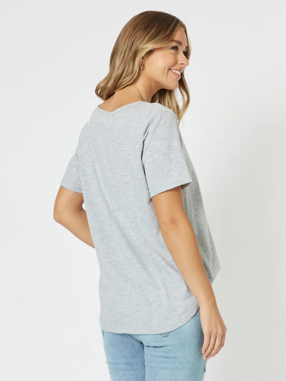 C'est La Vie Cotton T-shirt - Grey Marle