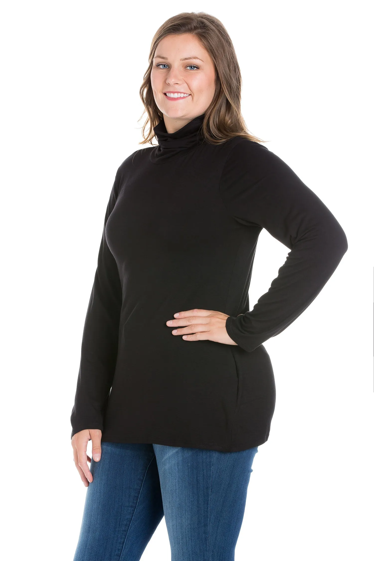 Classic Womens Plus Size Long Sleeve Turtleneck